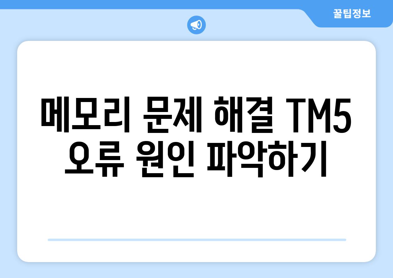 메모리 문제 해결 TM5 오류 원인 파악하기