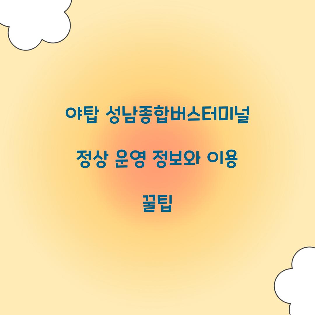 야탑 성남종합버스터미널 정상 운영