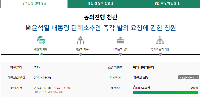 윤석열 대통령 탄핵 국회청원 링크