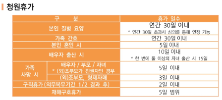 병사 휴가 종류 및 일자확인