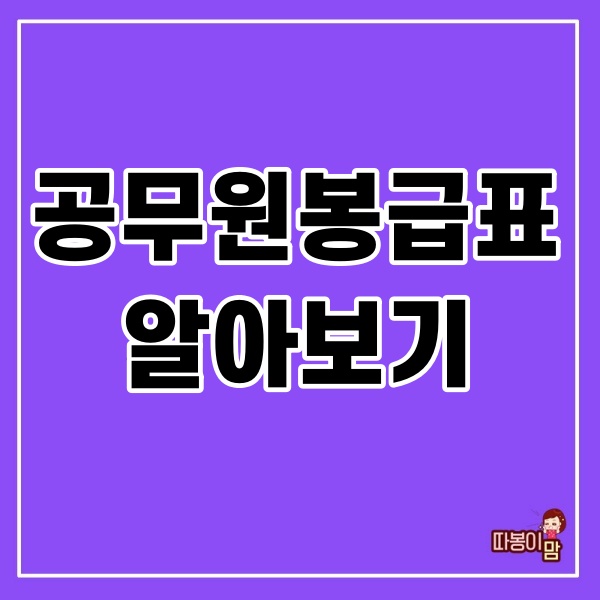  공무원봉급표 알아보기