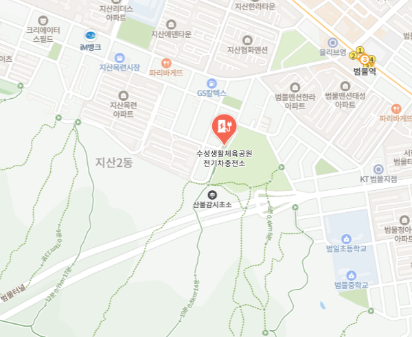 수성생활체육공원 내 근처 전기차충전소 찾기 주변 위치 검색