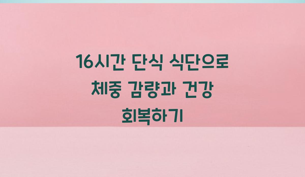 16시간 단식 식단