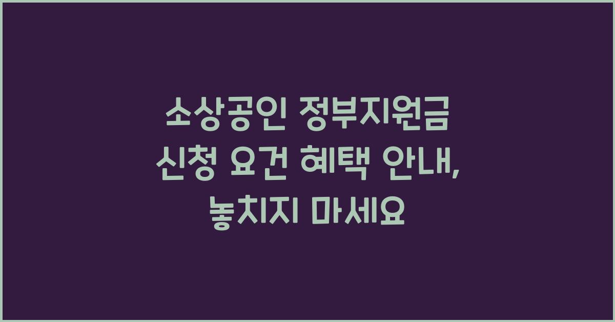 소상공인 정부지원금 신청 요건 혜택 안내