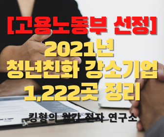  [고용노동부 선정!] 2021년 청년친화 강소기업 1,222곳 정리! (Feat. 파일공유_취업중요자료!)
