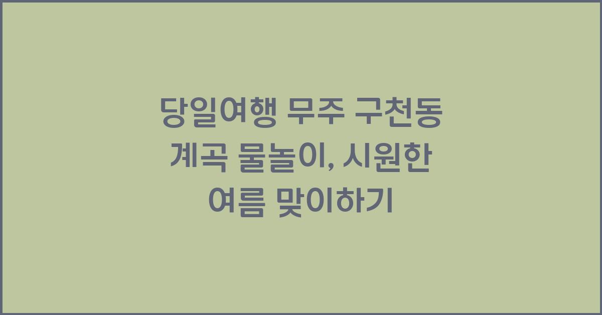 당일여행 무주 구천동 계곡 물놀이