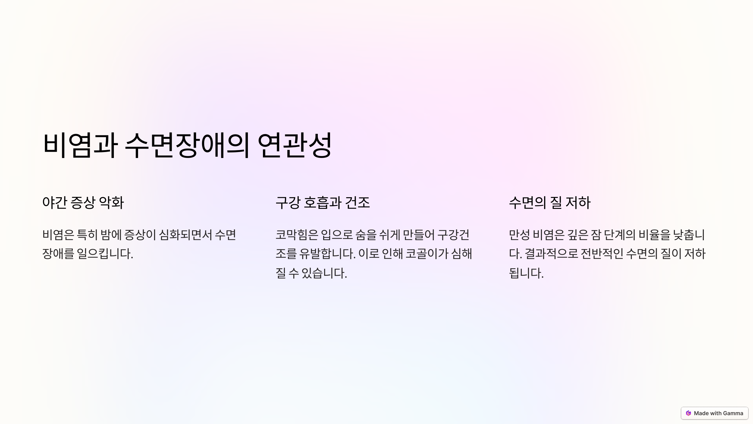 비염과 수면장애의 연관성