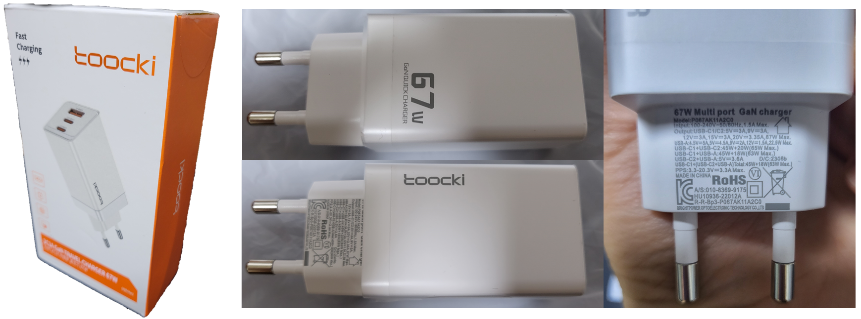 Toocki-67W-GaN-USB-C-충전기-콜라주-사진