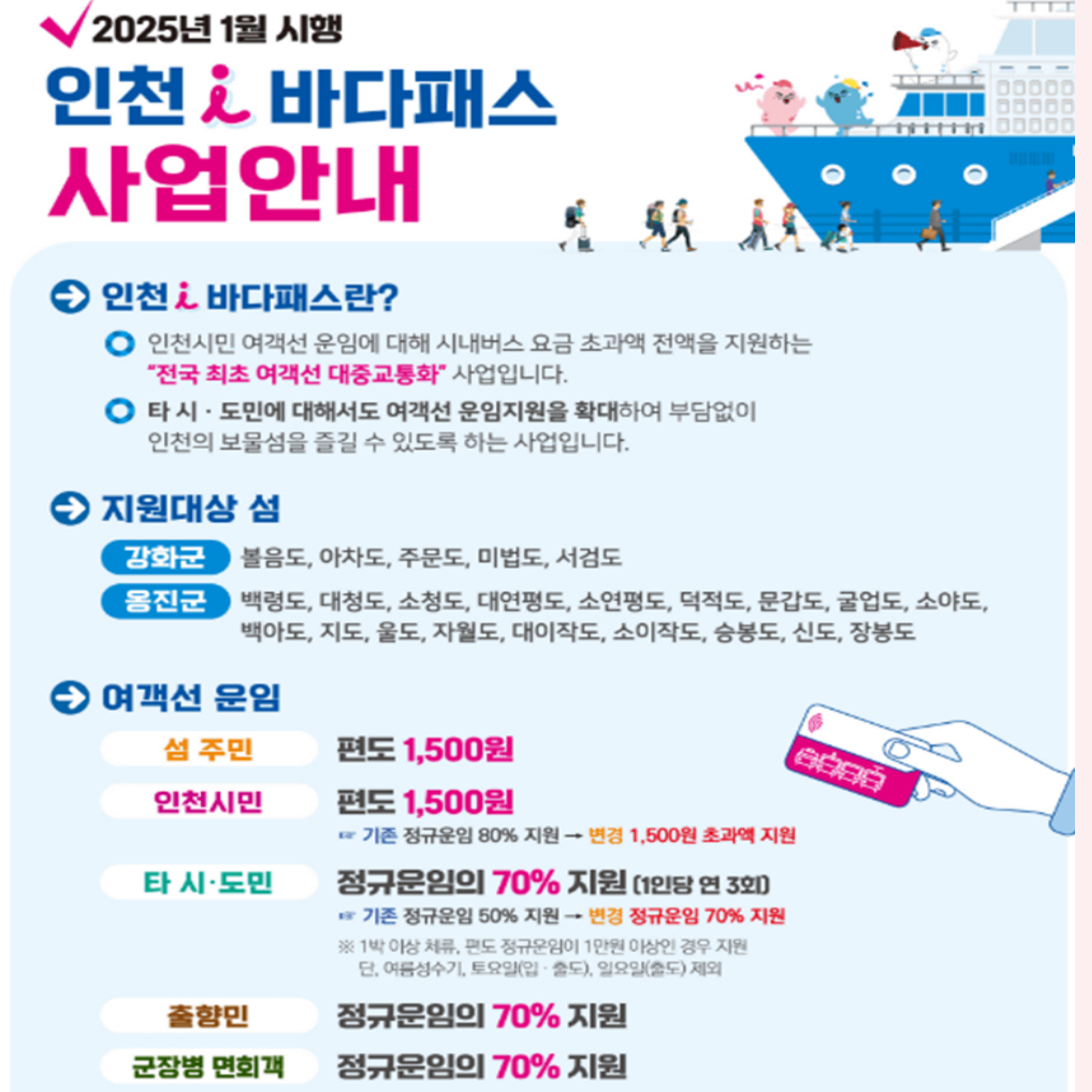 인천 바다패스 사업안내