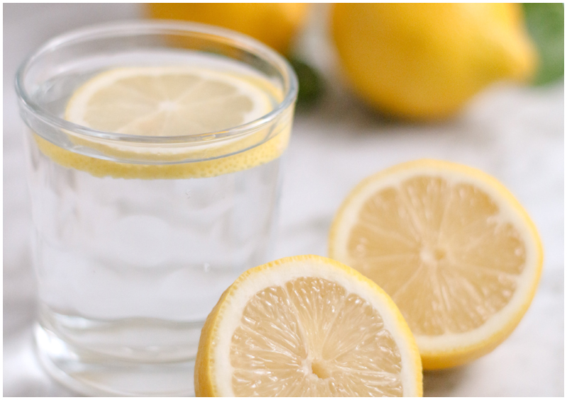 water with sliced lemon
