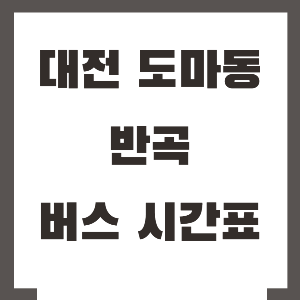 대전 도마동 반곡 버스 시간표