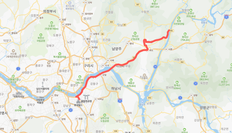  [급행] 8002번버스 노선 시간표 : 가평, 남양주, 마석역, 잠실역 환승센터