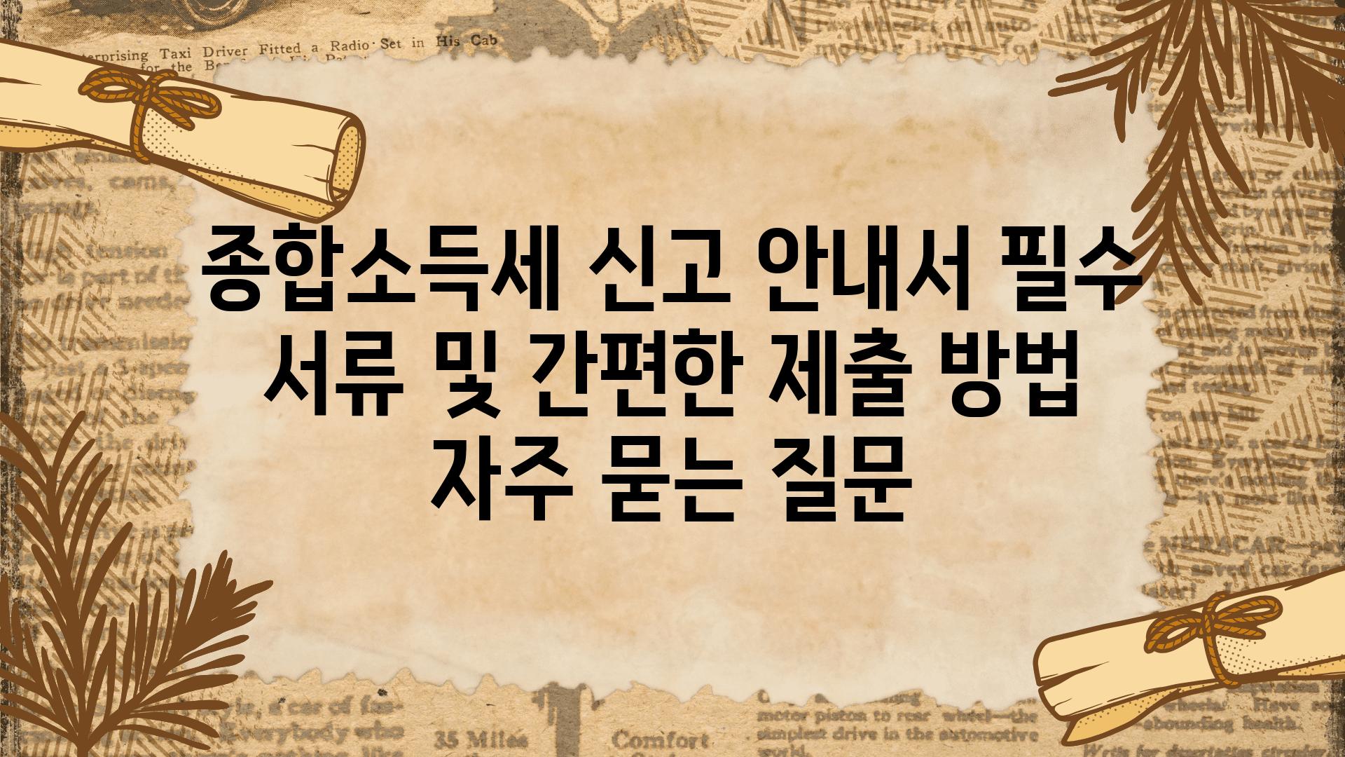 종합소득세 신고 안내서| 필수 서류 및 간편한 제출 방법