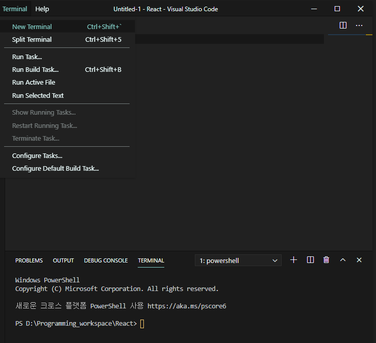 VS Code 리액트 Hello World 출력2
