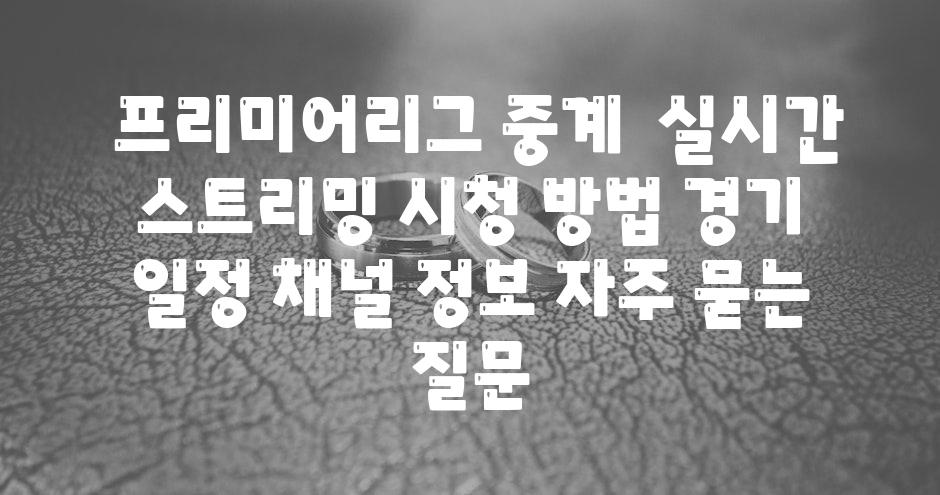  프리미어리그 중계  실시간 스트리밍 시청 방법 경기 일정 채널 정보 자주 묻는 질문