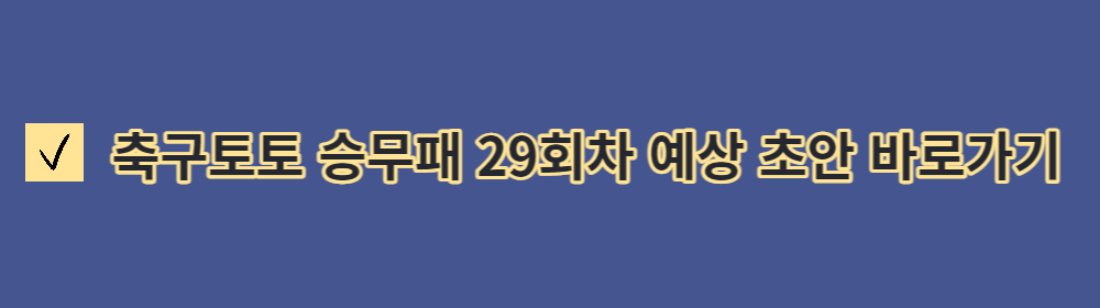 승무패 29회차 분석(예상 초안)