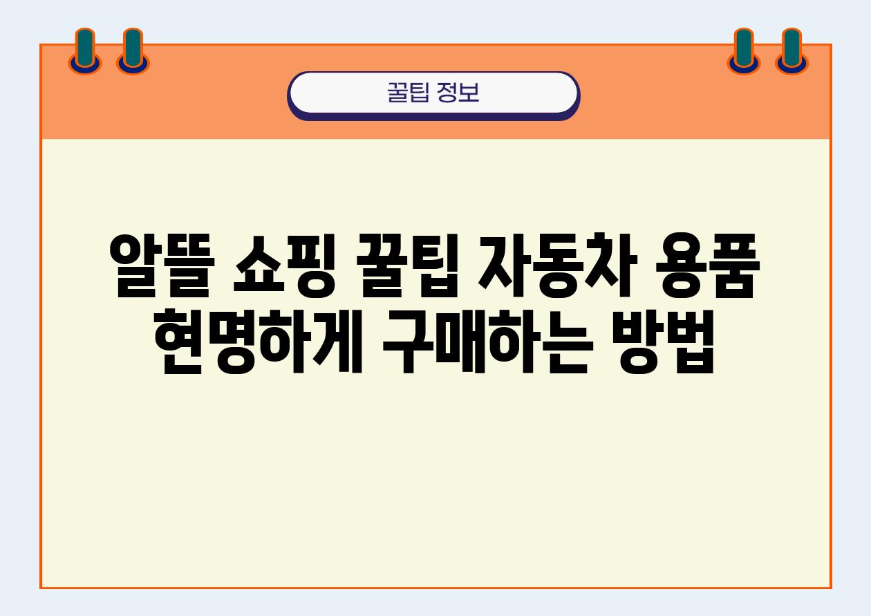 알뜰 쇼핑 꿀팁 자동차 용품 현명하게 구매하는 방법