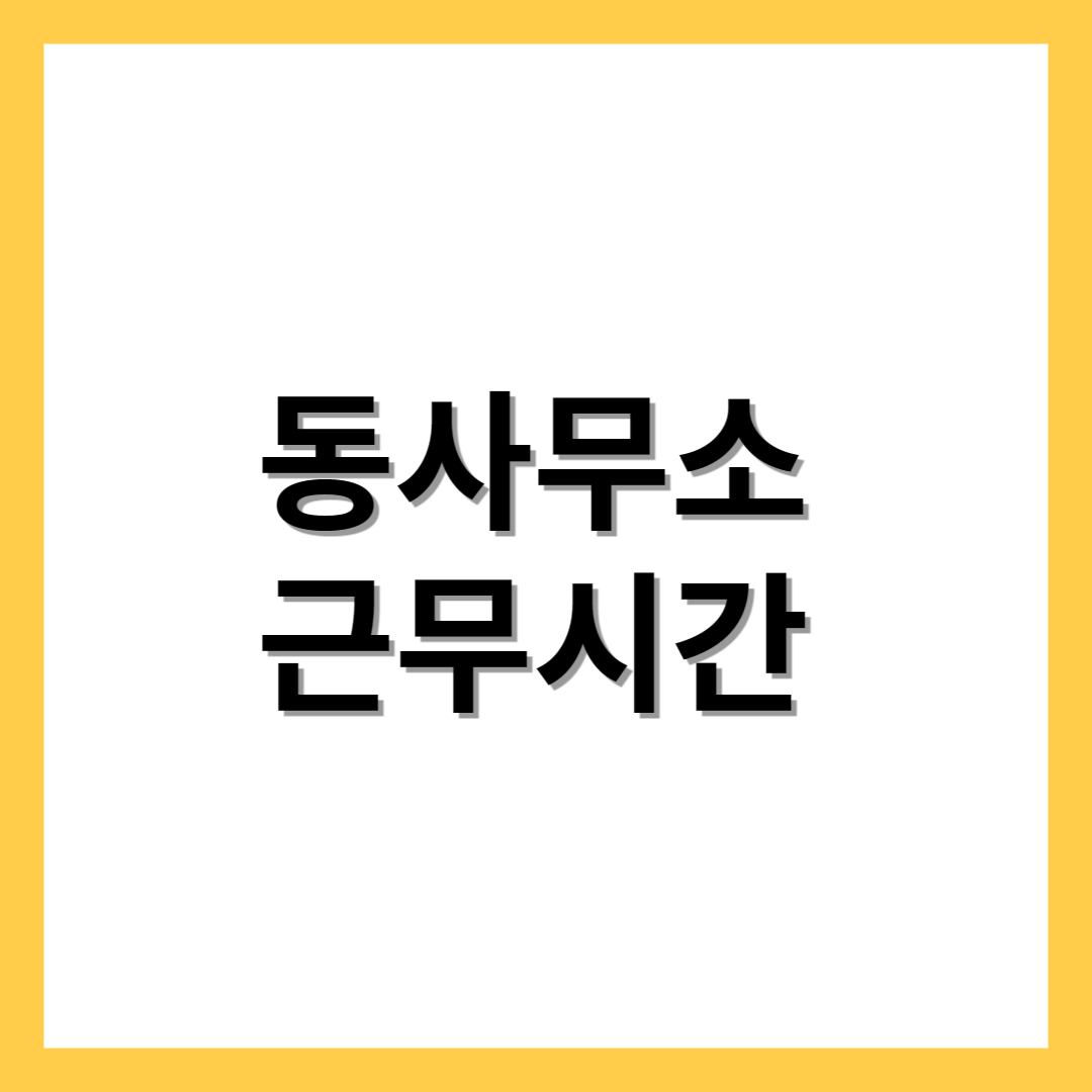  동사무소 근무시간 점심시간