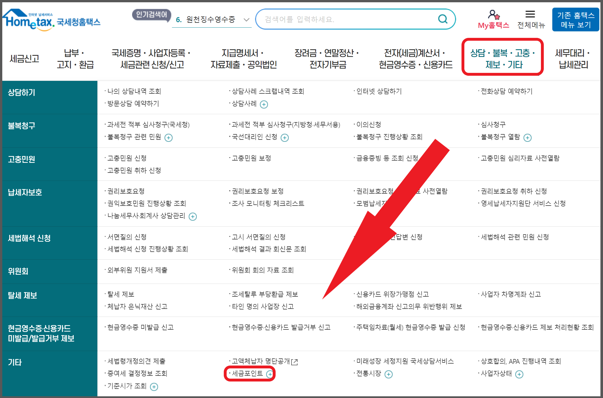 세금포인트 조회