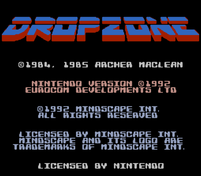  NES ROMS - Dropzone (EUROPE / 유럽판 롬파일 다운로드)