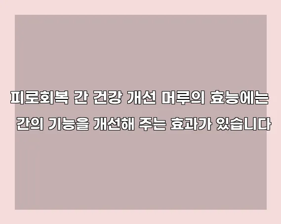 피로회복 간 건강 개선 머루의 효능에는 간의 기능을 개선해 주는 효과가 있습니다