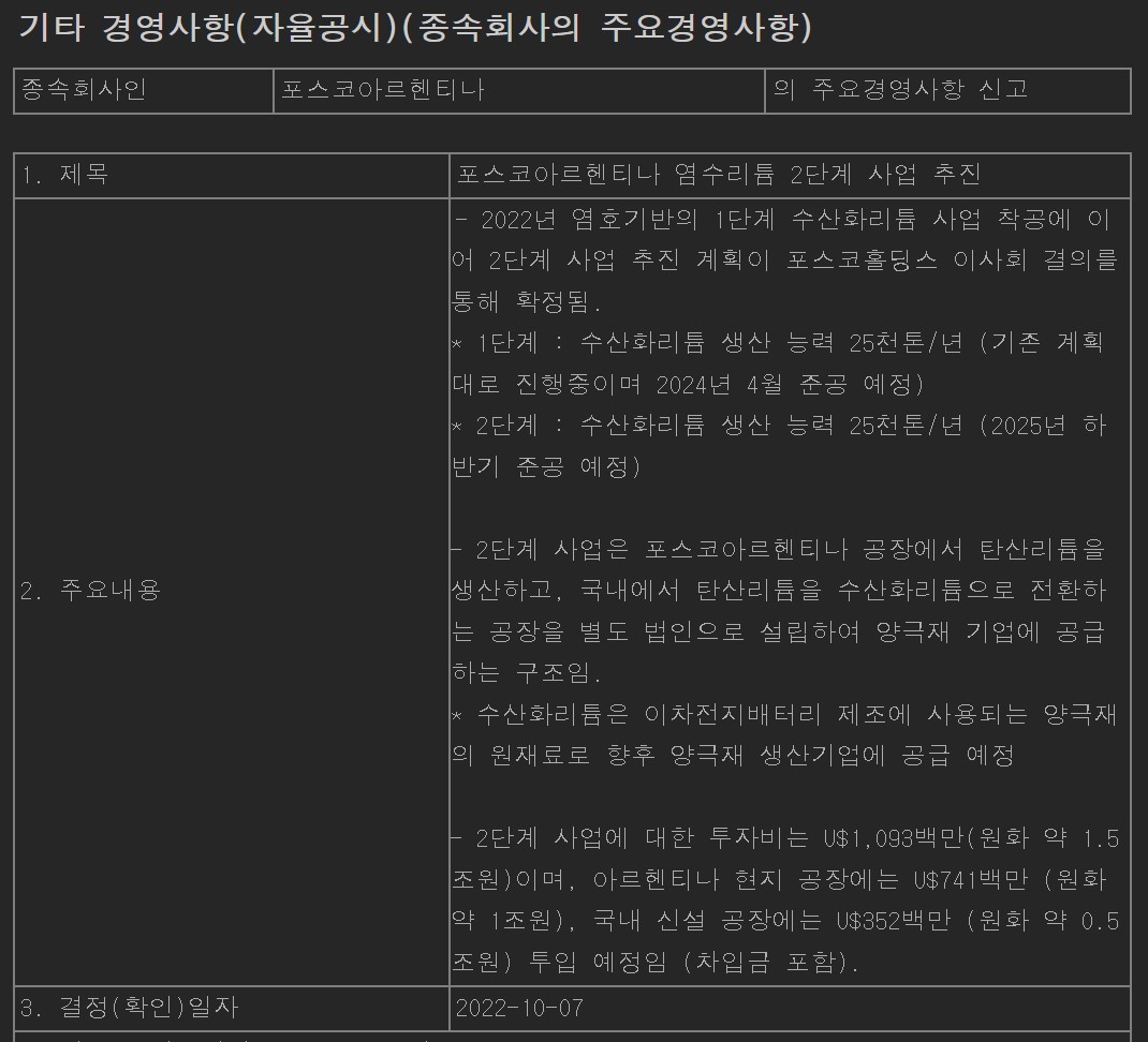  리튬 사업 확대 앞당기는 포스코홀딩스