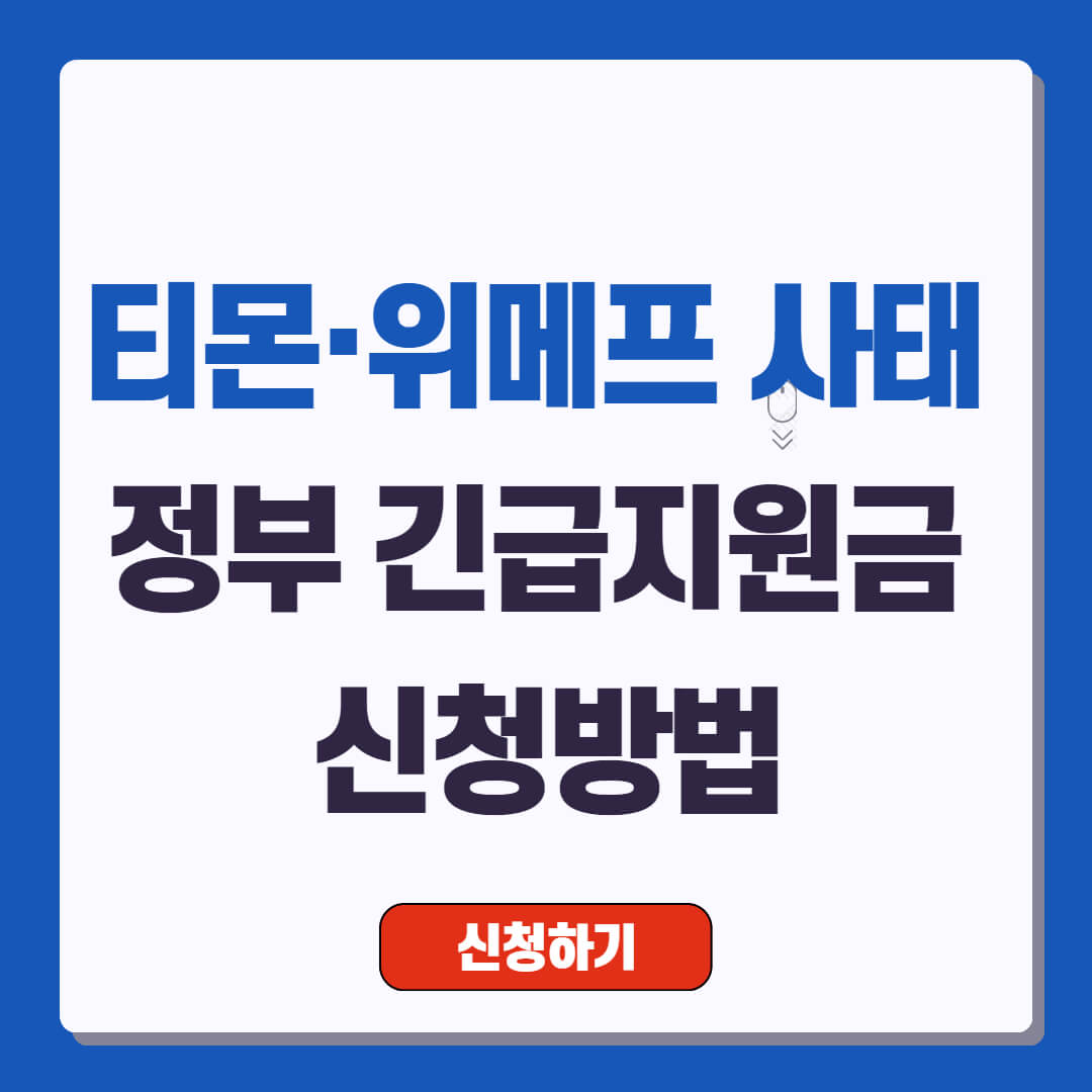 티몬·위메프 사태 정부 긴급지원금 신청 방법