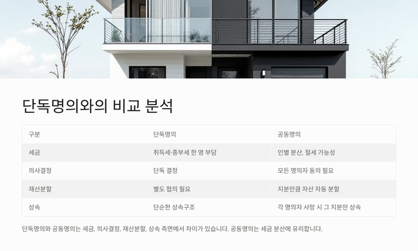 단독명의와 비교 분석