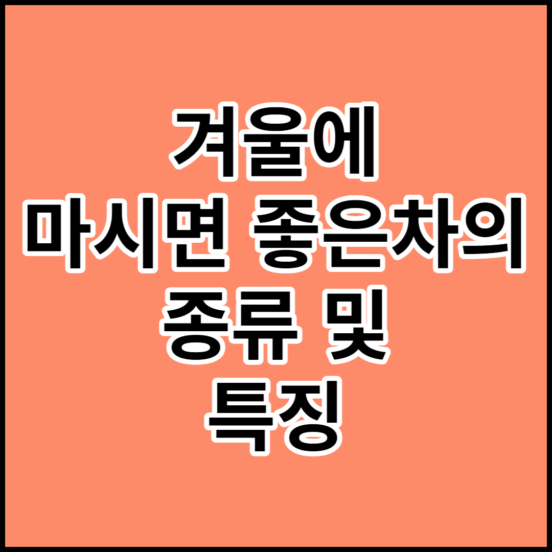  [겨울에 마시면 좋은 차]종류 및 특징,효과