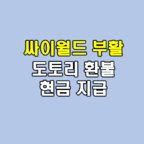  싸이월드 도토리 현금으로 환불