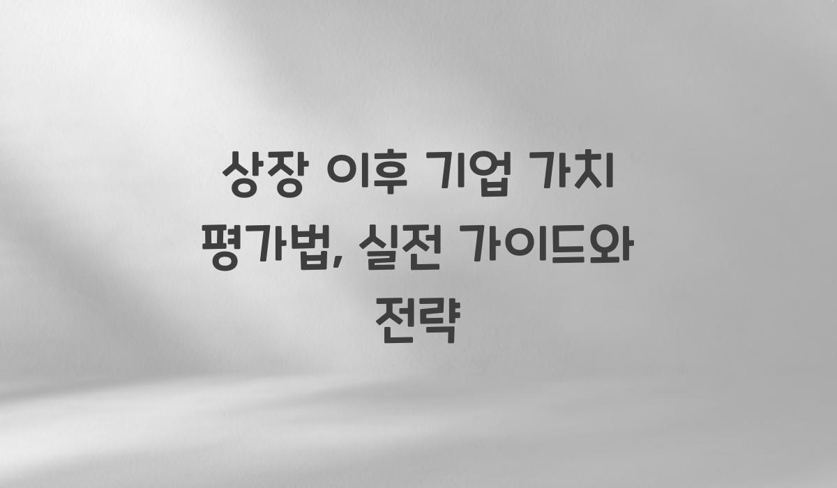 상장 이후 기업 가치 평가법