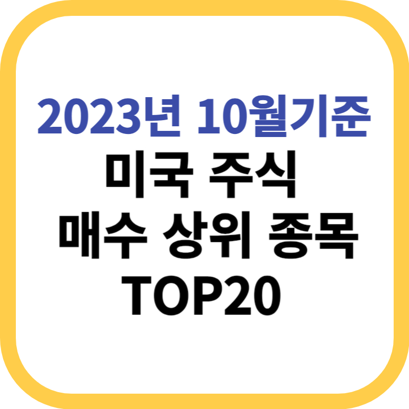 미국 주식 매수 상위 종목 TOP20 - 23년 10월기준