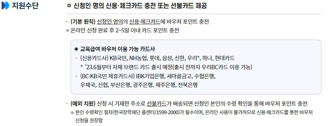 2023학년도 교육급여 바우처 홈페이지 신청, 용도, 수령인 및 지급일자 5