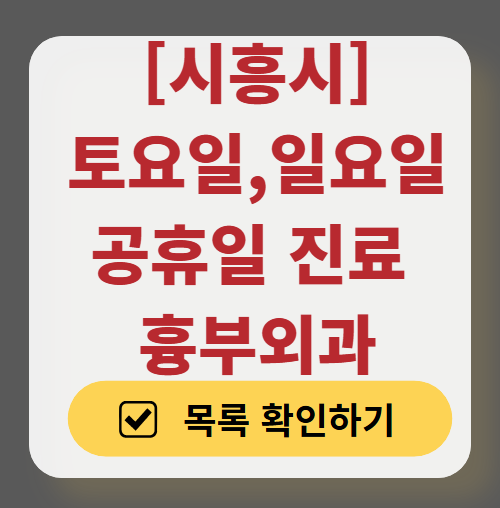 시흥시 주말 토요일 일요일 흉부외과 진료 병원 목록 ❘ 공휴일 진료 영업 병원 리스트 찾기