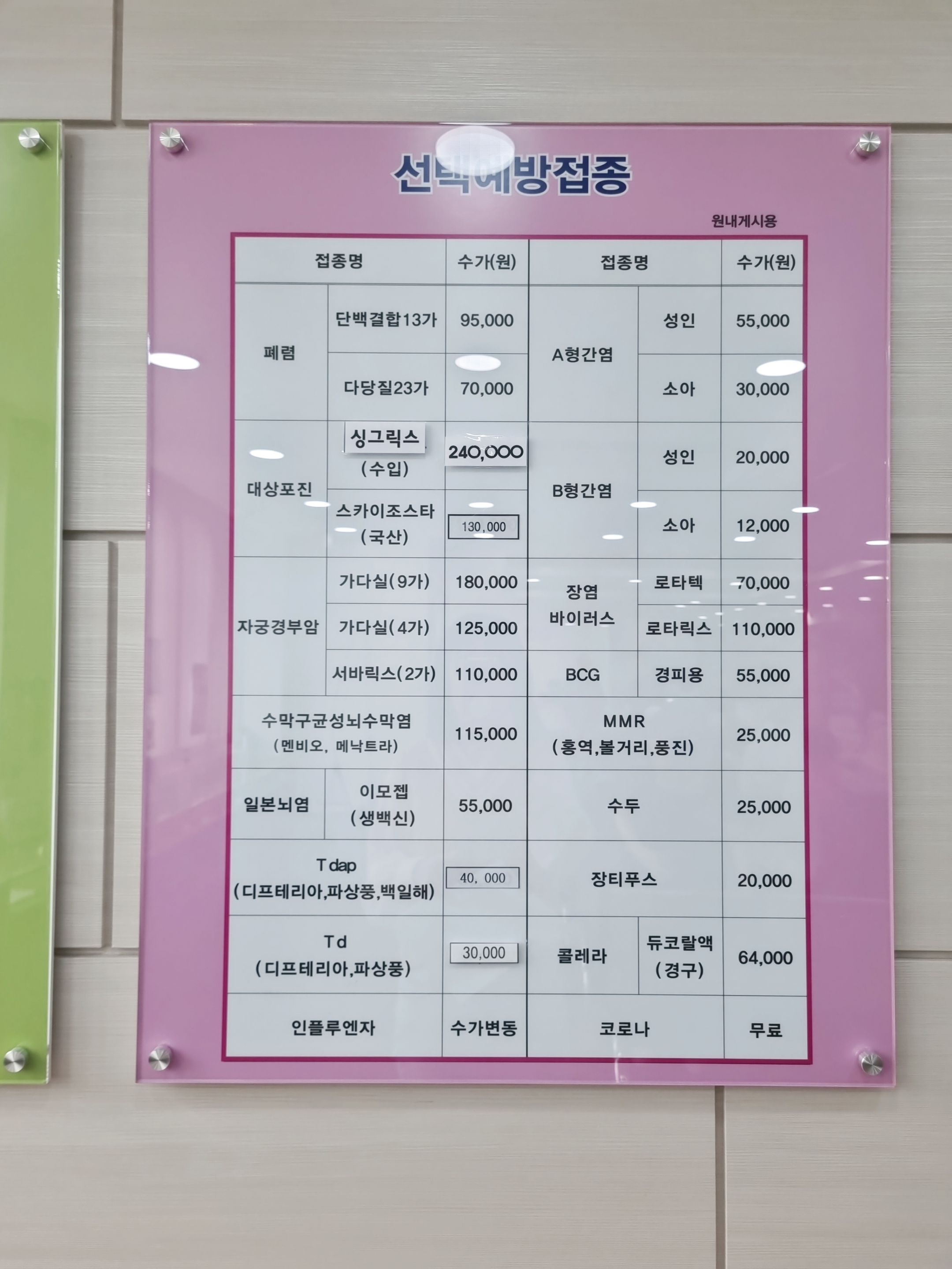 수원 잠복결핵 가격