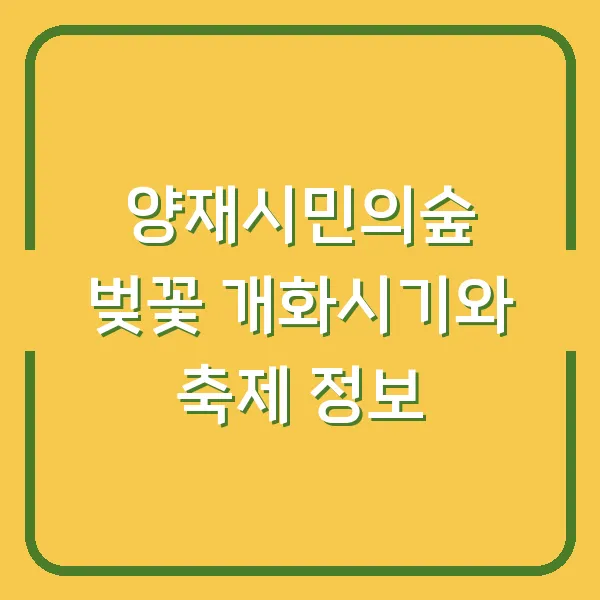 양재시민의숲 벚꽃 개화시기와 축제 정보