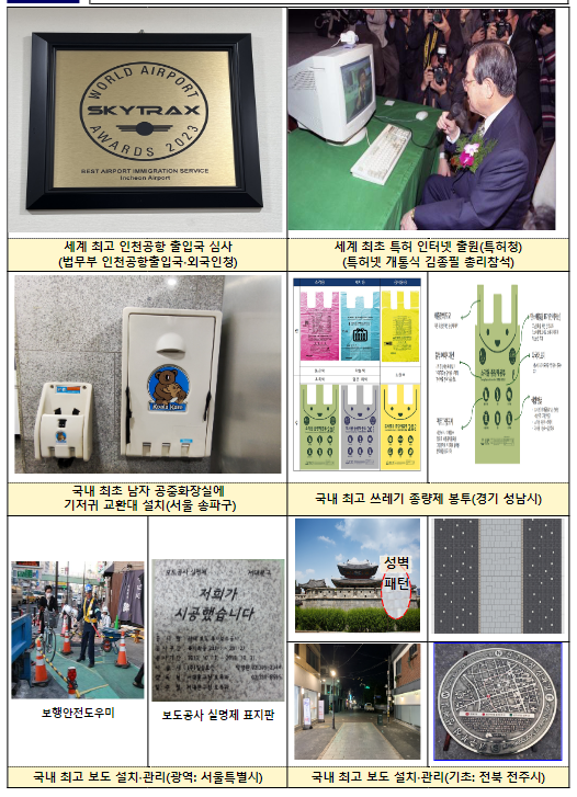  출입국심사 서비스는 우리나라가 세계 최고, 남자 공중화장실 기저귀 교환대는 송파구가 국내 최초