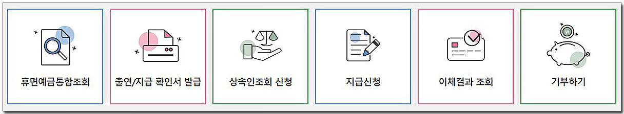 휴면예금찾아줌-사이트-메뉴