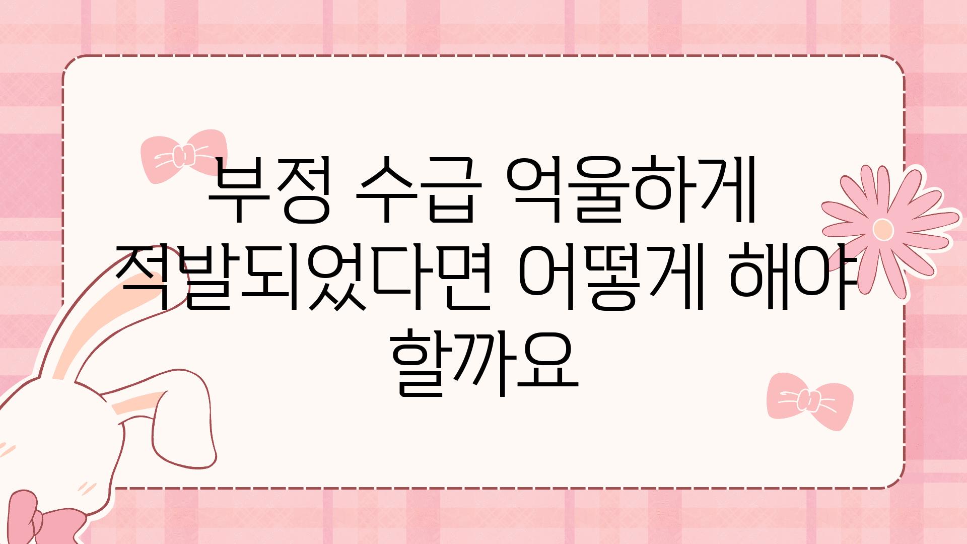 부정 수급 억울하게 적발되었다면 어떻게 해야 할까요