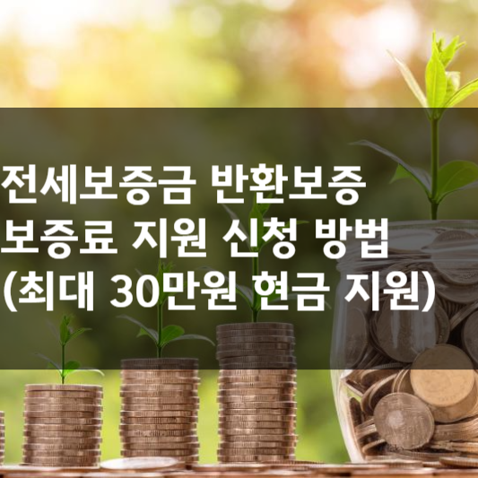  전세보증금 반환보증 보증료 지원 신청 방법 (최대 30만원 현금 지원)