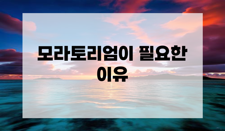 **모라토리엄이 필요한 이유**