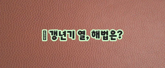 갱년기 열 오르는 증상 원인과 내리는 방법 꼭 알아야 합니다