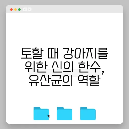 토할 때 강아지를 위한 신의 한수, 유산균의 역할