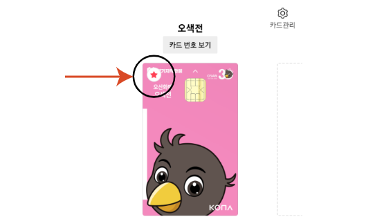  지역화폐 오색전 카드 주카드 설정