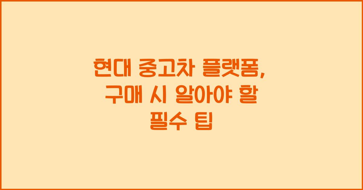 현대 중고차 플랫폼
