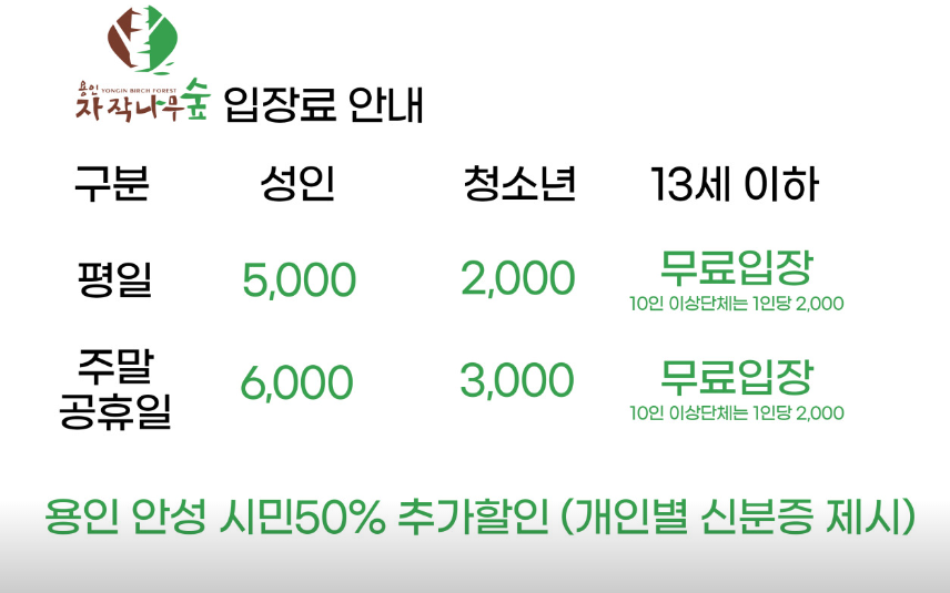 요인 자작나무숲 입장료