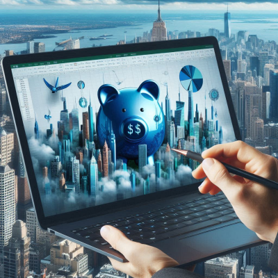 도시 전경을 배경으로 투자 그래프를 보는 사람