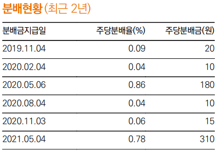 TIGER 200 IT 2년 배당금 내역 표