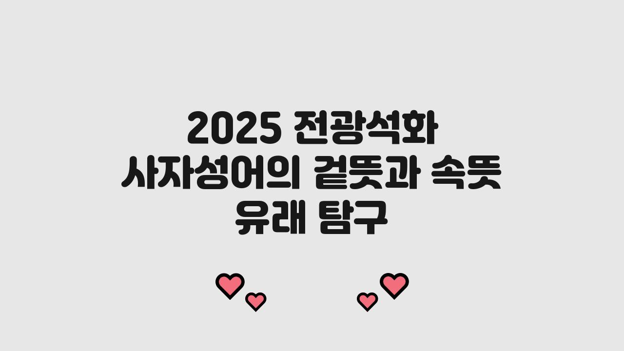 2025 전광석화 사자성어 겉뜻 속뜻 유래