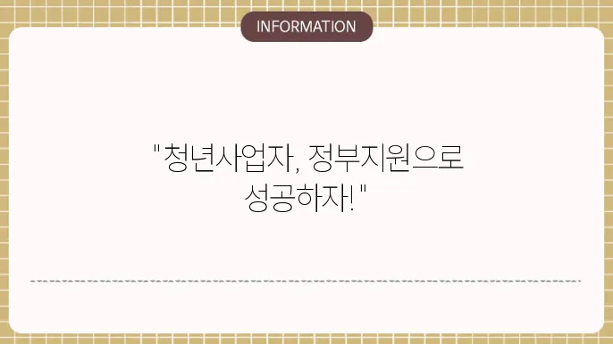 청년사업자 정부지원금 주요 혜택